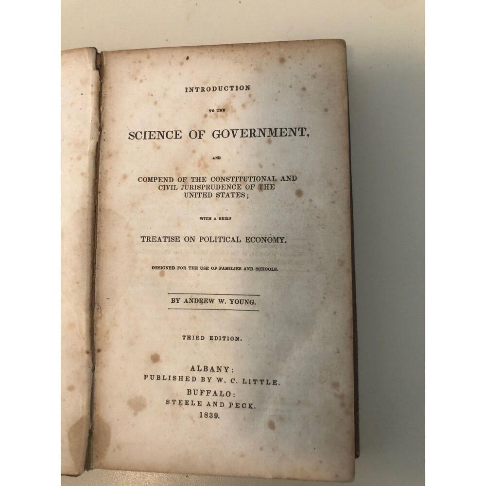 Introduction to the Science‎ of Government Hardcover Andrew Young 1839 Vintage